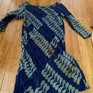 Manuhealii Navy and Olive Asymmetrical Dress